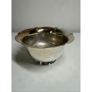 Vintage Silverplate Bowl Unbranded Paul Revere Style Pierced Rim Footed Bowl
